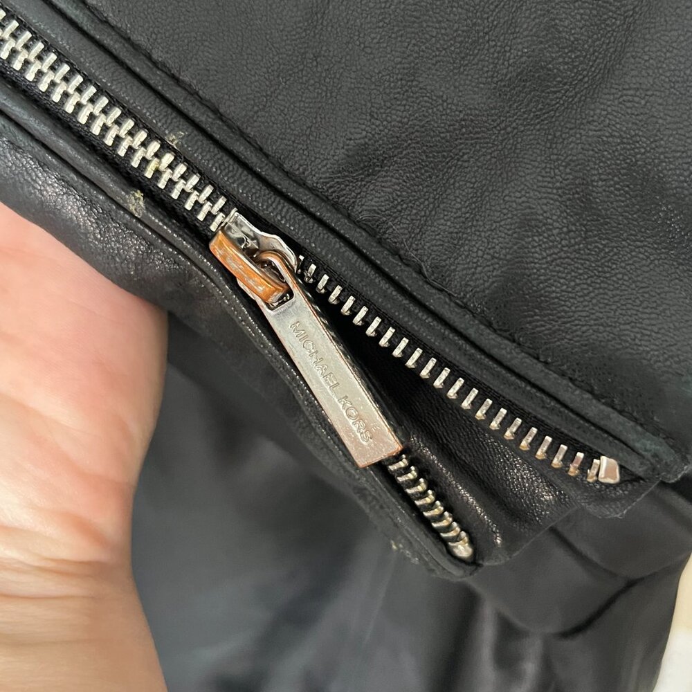 Michael Kors Leather Moto Jacker Size S - Picture 9 of 11